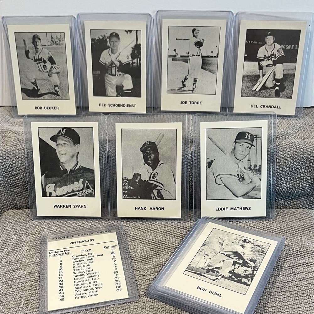 Vintage 1978 T.C.C. Milwaukee Braves Greats 16 Card Collection